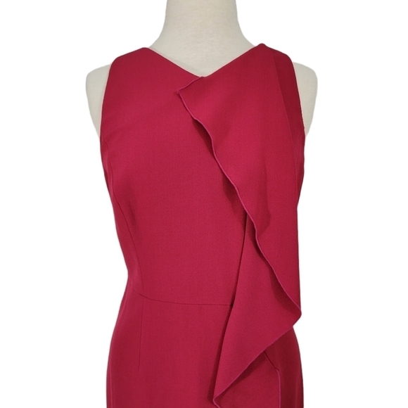 Adriana Papell Fuschia Pink Ruffle Sheath Dress - Picture 2 of 9